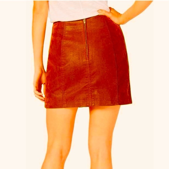 FREE PEOPLE Modern Femme Faux-Leather/ Suede Micro Mini Skirt, red - Picture 3 of 7